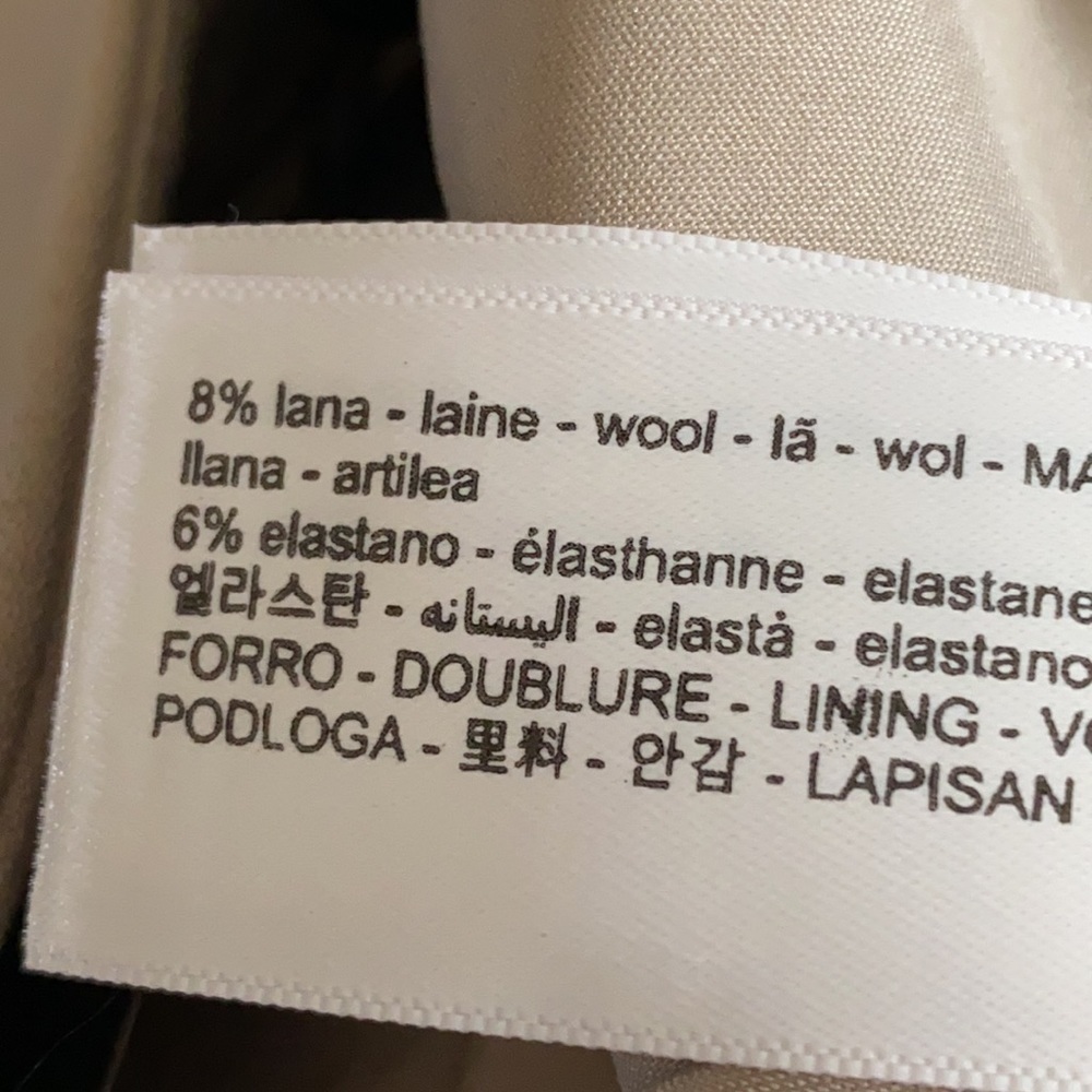 NWT. Massimo Dutti Cream/Gray Viscose/Wool Mid-waist Skinny Fit Trousers Size 4. - Picture 7 of 9